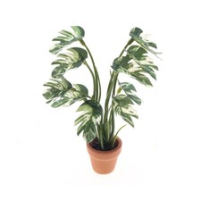Mini Monstera Deliciosa Plastic Plant For Dollhouses Interior Design Accessory