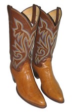 Vtg Justin Exotic Lizard Western Cowboy Boots Men Sz 7.5 D Women Sz 9 W USA Made