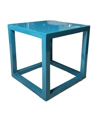 Jonathan Adler Blue Lacquer Cube Occasional Accent Table 9x9 Minimalist Pop