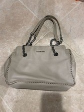 Michael Kors Astor Large Studded Leather Chain Shoulder Bag in Cement