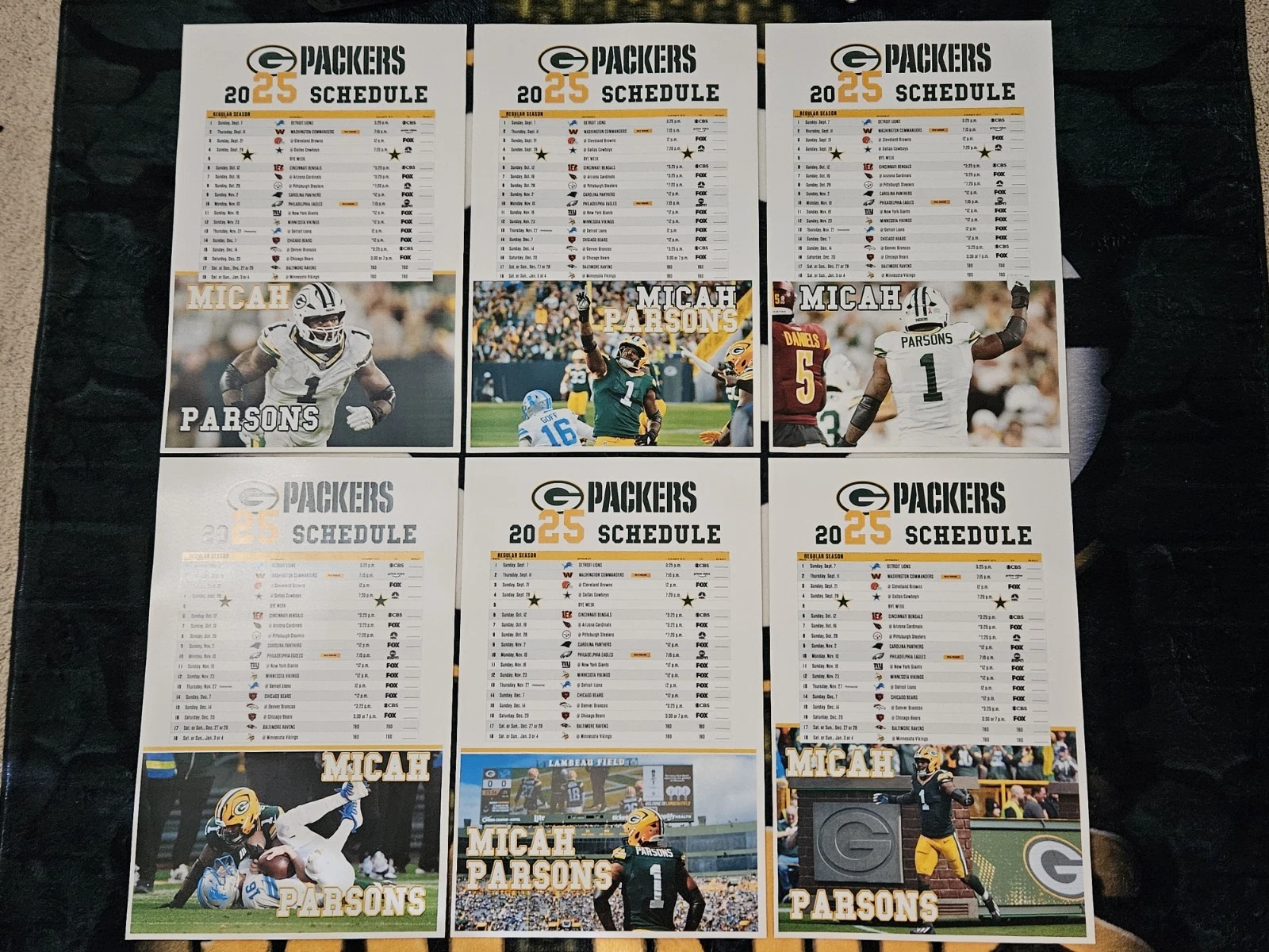Micah Parsons 2025 Green Bay Packers Poster Schedule