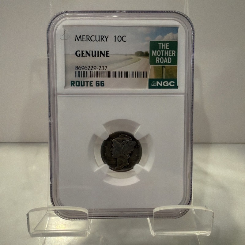 1935 Mercury Dime NGC Genuine Route 66 Edition “The Mother Road”