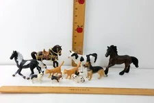 Schleich Farm & Domestic Animal Lot of 10 Horses, Cow, Cats, Dogs, Rabbit