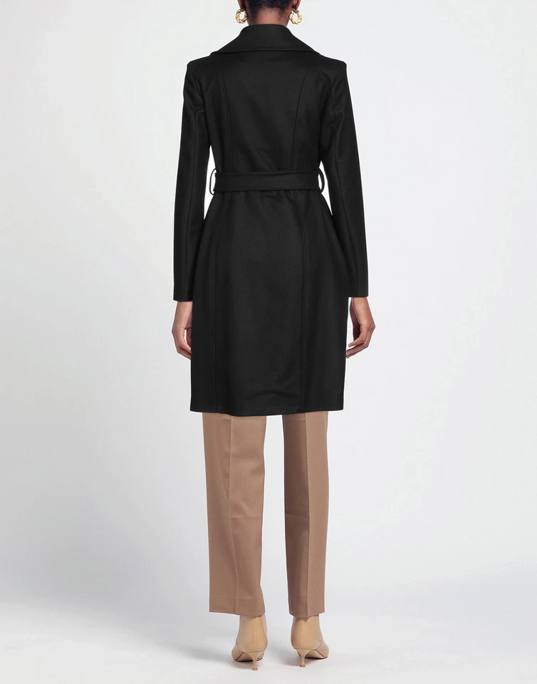 RRP €812 MARCIANO GUESS Coat IT42 US6 UK10 M Wool Blend Black Lined Belted - Image 2 of 4