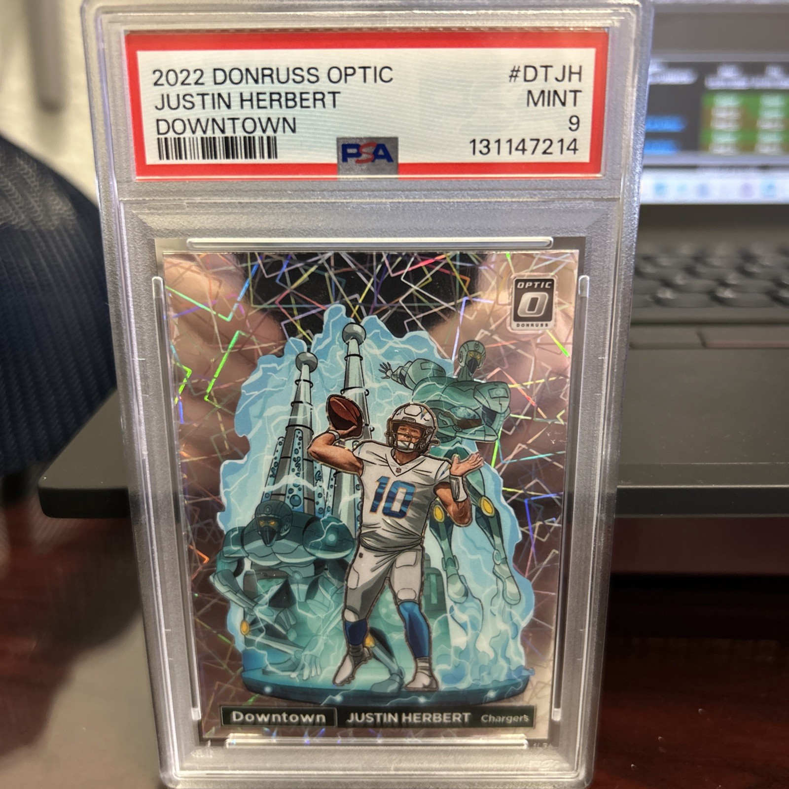 Justin Herbert - 2022 Panini Donruss Optic - Downtown - PSA 9 - Chargers