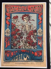 GRATEFUL DEAD SKELETON & ROSES AVALON BALLROOM FAMILY DOG CONCERT POSTER FD-26-3