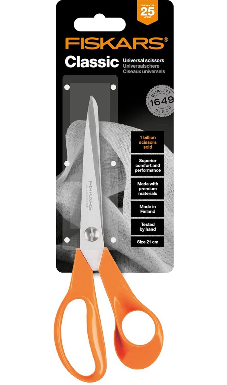 Fiskars Classic Universal Purpose Scissors 21cm Dressmaking Crafts