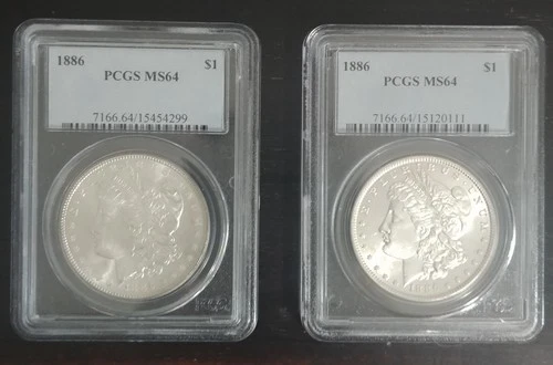 LOT of TWO  1886  Morgan Silver Dollar Coins PCGS MS64 Make an Offer