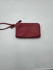Coach Red Pebbled Leather Double Zip Wallet Wristlet