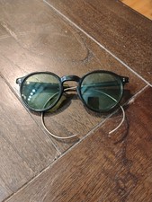 VINTAGE AOM DARK GREEN HORN RIM SAFETY GLASSES 6 3/4