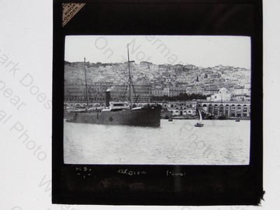 Algier Algerien Hafen Stadt Dampfschiff Vintage Magic Lantern Slide
