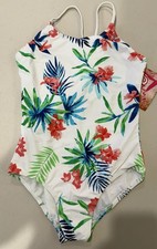 Kami Girls Swimsuit Sz 14 White One piece Colorful Beachwear Surf Swim