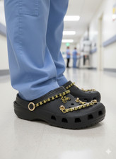 Bling Bling Adult Crocs compatible Charms Pendants Chains Biker GOLD on Clogs