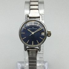 Bucherer Watch Women Swiss Made 20mm Silver Tone Date Stretch Band Manual Wind