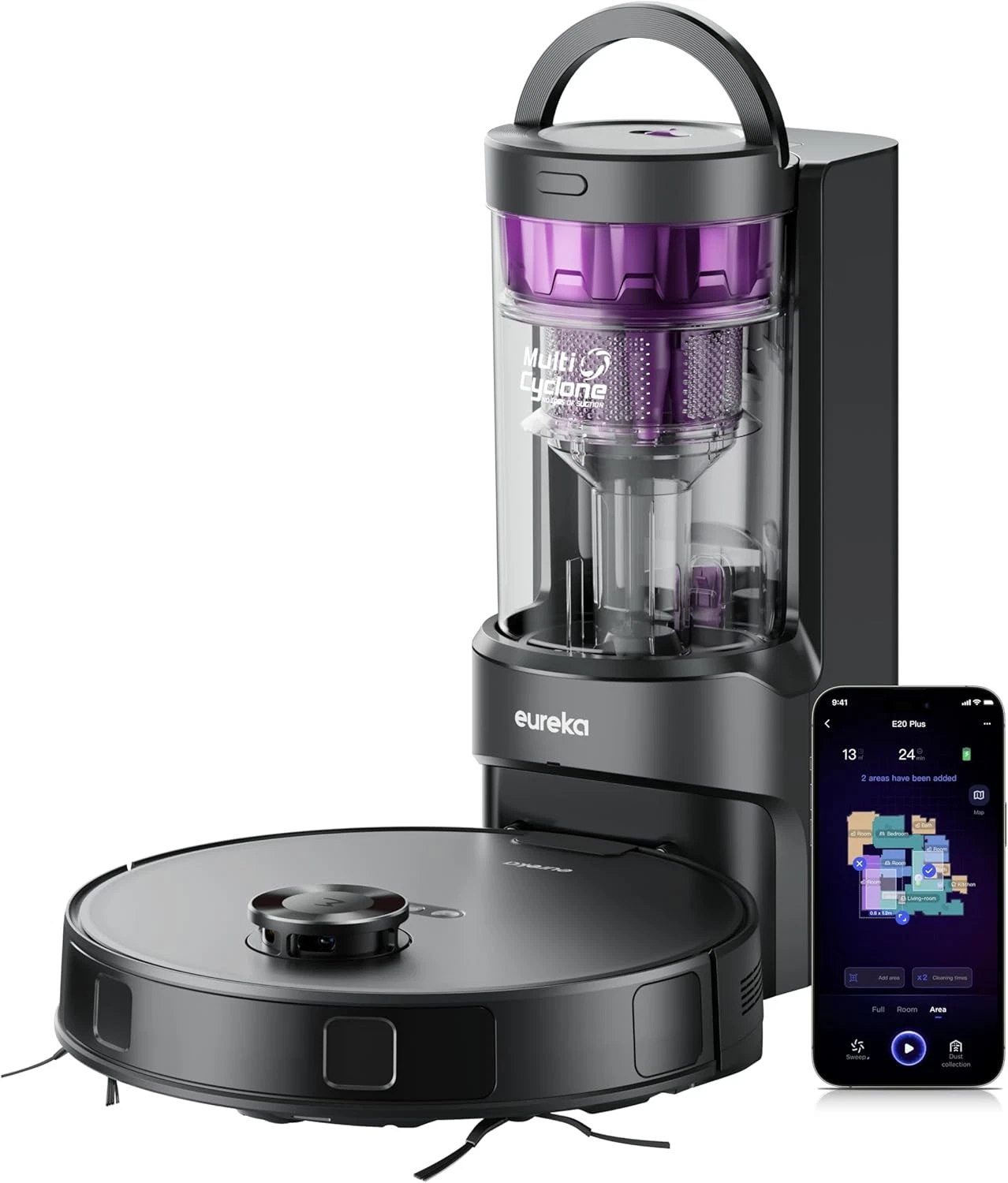 E20 Plus Robot Vacuum & Mop, Self-Emptying, 8000Pa Suction, App Control