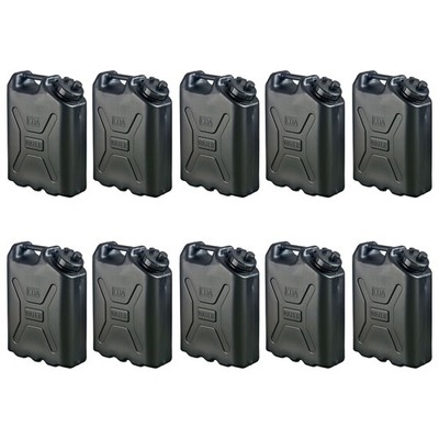 Scepter 5 Gallon Heavy Duty Military Style HDPE Water Container (10 Pack), Black