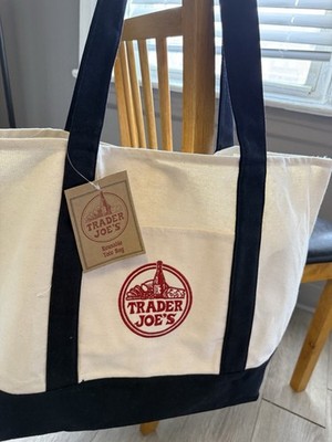 NWT Trader Joe's Large Tote Bags Navy Blue Canvas New Limited Edition