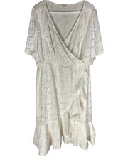 Kiyonna Bridal A-line Midi White Lace Wedding Dress Women Size 4X NEW NWT