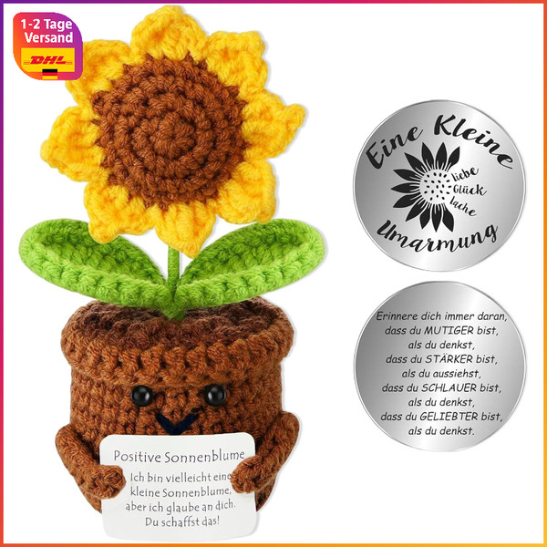 GehäKelte Sonnenblume MüNze Mutmacher Geschenk GlüCksbringer Gute Besserung-image