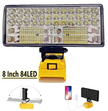 8″ 84 LED Cordless Led Work Light For Dewalt 20V Battery Flood Light Flashlight