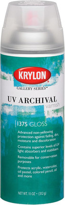 Krylon K01375000 Gallery Series UV Archival Varnish Aerosol Spray, Gloss, 11 Oun