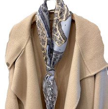 14 Momme Twill Silk Scarf Shawl 88X88cm Square horse Print Bandanna 2 face Wrap