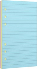 100gsm Colored Lined A6 6-Hole Refills 50 Sheets 100 A6-Lined, multi-colored 