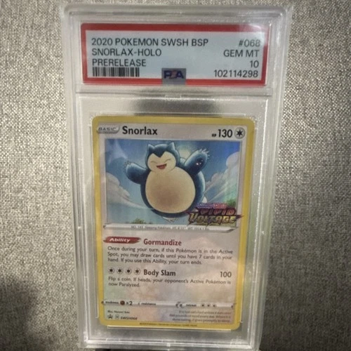 The Pokémon Company Snorlax SWSH068 Prerelease Promo Holo PSA 10 GEM MT 2020
