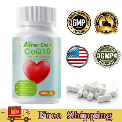 CoQ-10 300mg 60 Capsules Coq10 Co Q10 Coenzyme Heart Support NON GMO Free Ship