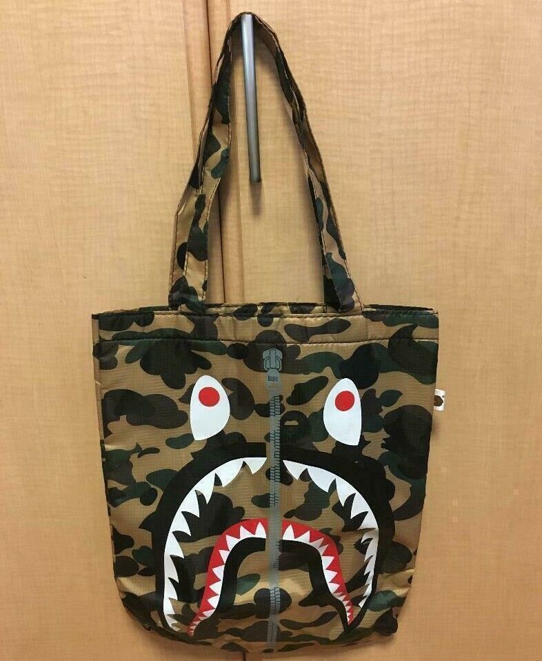 A BATHING APE Bape Limited Shark tote Pouch Bag Camouflage cushion Japan  Novelty