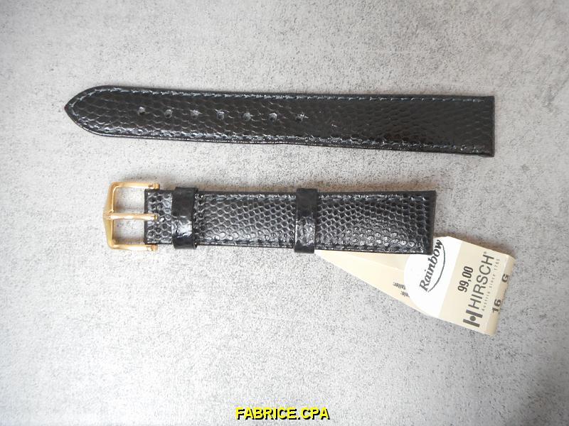 Bracelet De Montre Hirsch 'Rainbow Lezard' Noir - Taille 12 - Neuf Sans étiquette - Cuir De Lézard