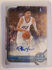 2021-22 Bowman U TREY ALEXANDER 1st Bowman AUTO Creighton New Orleans Pelicans