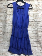 Sleeveless Ruffle Dress Size Small V Neck Tie Blue Summer