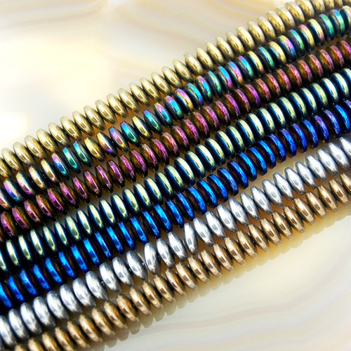 Hämatit Edelstein Rondelle Zwischenring Perlen 16" 3 mm 4 mm 6 mm 8 mm 10 mm - Bild 2 von 38