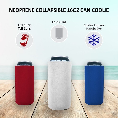 Paquete de 4 latas de neopreno plegables de neopreno de 16 oz de diseño retro para exteriores Coolie - Imagen 4 de 4