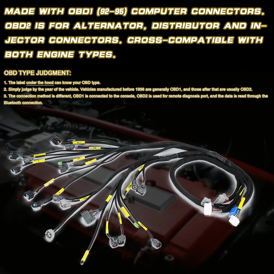 Arnés de cables de motor escondido serie D y B OBD2 para 92-00 Civic Integra B16 B18 D16 Foto 3 de 4