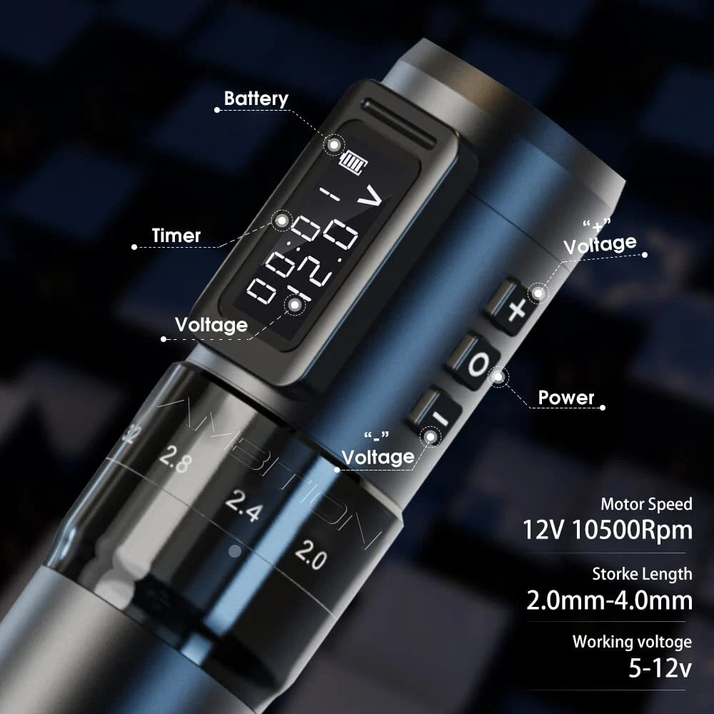 Wireless Tattoo Machine Pen 6 Stroke Length Adjustable 2.0-4.0mm Brushless Motor - product detail image 7
