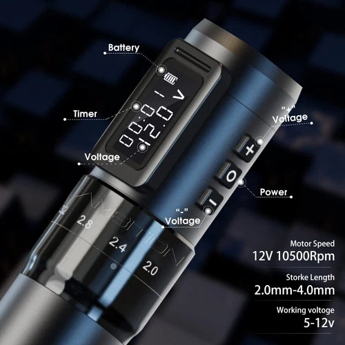 Wireless Tattoo Machine Pen 6 Stroke Length Adjustable 2.0-4.0mm Brushless Motor image 7