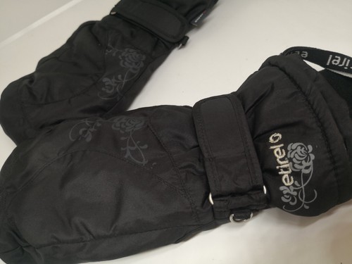 Etirel Ski Leather Polyester Gloves Sz 6,5 Mittens Black Thermal Winter Outdoor - Picture 5 of 11