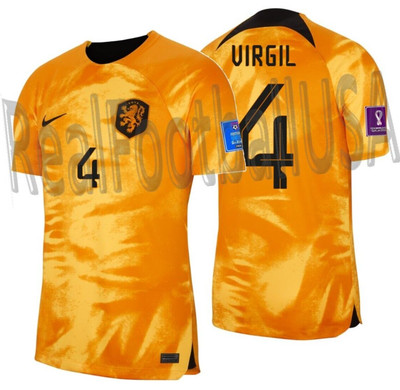 NIKE VIRGIL VAN DIJK NETHERLANDS HOME JERSEY FIFA WORLD CUP 2022 PATCHES