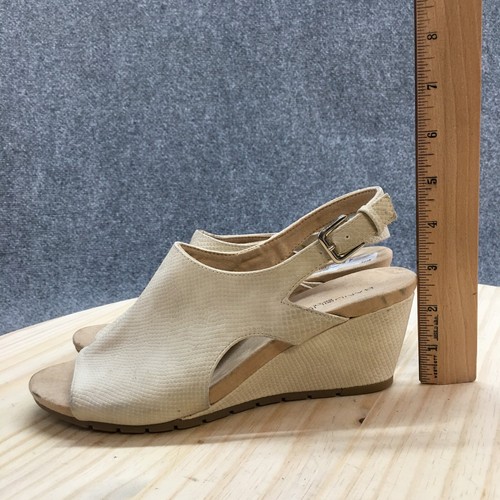 Bandolino Heels Womens 8.5 M Galatee Open Toe Wedge Slingback Beige Leather - Picture 8 of 19