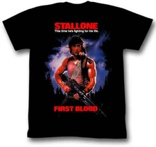 Rambo First Blood This Time He's Fighting For His Life Men's T Shirt 80's Movie