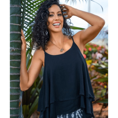 Lani Lau Hawaii Venus Tiered Navy Blue Tank | S/M