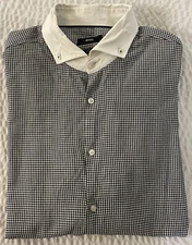BOSS HUGO BOSS Contrast Collar Hound’s Tooth Check Slim Jennis Shirt Size 17.5
