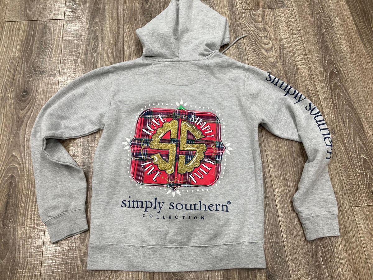 Simply Southern Collection Gray Pullover Sweatshirt Hoodie Womens Size Small