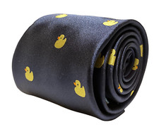Designer Mens Tie navy blue mens tie with yellow rubber duck by Frederick Thomas