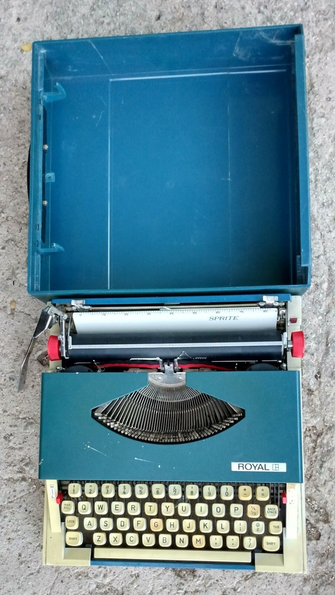 Royal Sprite Vintage Portable Manual Blue Typewriter with
