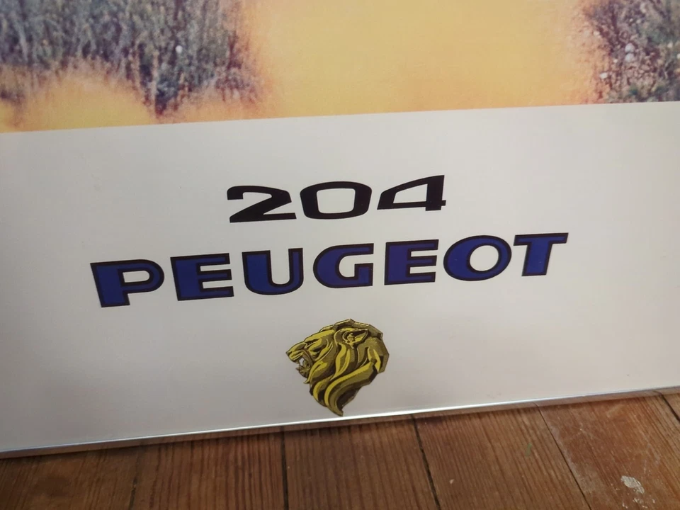 RARO CARTEL GRANDE ANUNCIO COCHE CONCESIONARIO PEUGEOT 204 ENMARCADO FRANCIA DE COLECCIÓN 33X23 MCM Foto 4 de 4