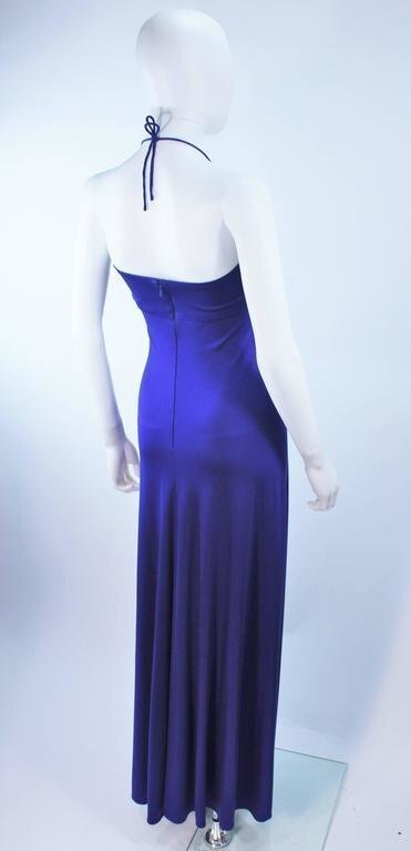 ELIZABETH MASON COUTURE Purple Silk Jersey Draped Halter Gown image 7