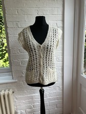 Vintage Crochet Waistcoat In Ivory Size M